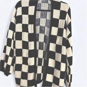 SHEIN Black and White Checkered Cardigan